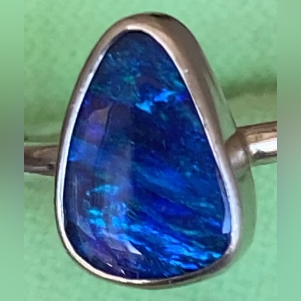 Lightning Ridge Opal Sterling Silver Ring Size 5